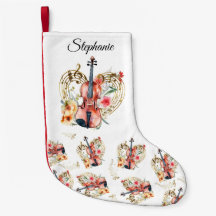 Floral Violins Gold Musiknoten Weihnachtsfeiertag