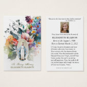 Floral Virgin Mary Fatima Funeral Prayer Card (Vorne & Hinten)