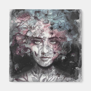 Floral Visionen: A Surreal Portrait Magnet