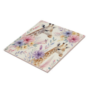 Floral Vivid Giraffe Tile Design Fliese
