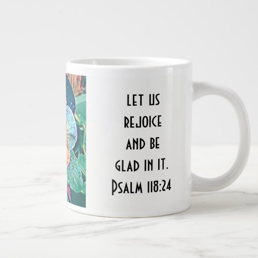 Floral w/Scripting Verse, Aquarellfarbe Jumbo-Tasse (Rechts)