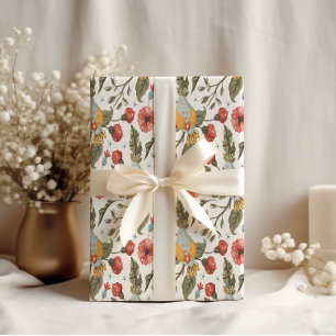Floral Wachtel Vogel Frühling Muster Hochzeit Geschenkpapier