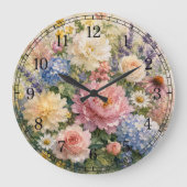 Floral Wall Clock — Botanical Design Große Wanduhr (Vorderseite)