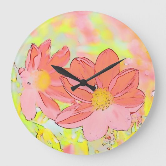 Floral Wall Clock Große Wanduhr (Vorderseite)