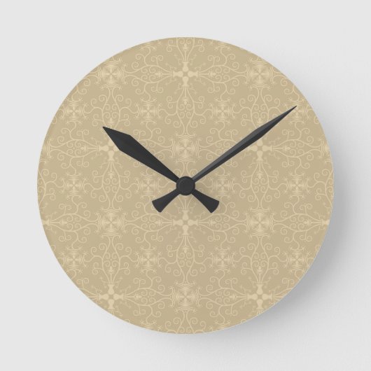 Floral Wallpaper Beige Runde Wanduhr (Vorderseite)