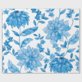 floral wallpaper with blue blossoms and leaves geschenkpapier (Flach)