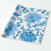 floral wallpaper with blue blossoms and leaves geschenkpapier (Ungerollt)