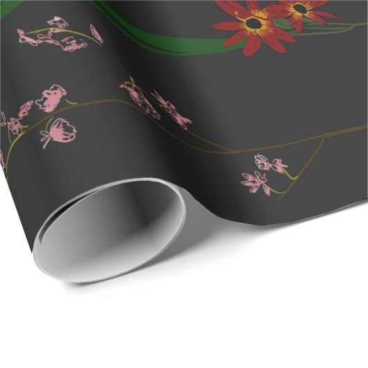 Floral Wallroll - Dunkel Geschenkpapier (Rolleneckpunkt)