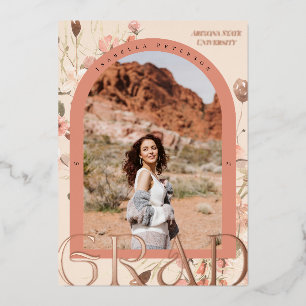 Floral Wanderlust: Boho Chic Abschluss Foto Folieneinladung