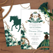 Floral Wappen Emerald Green Charro Quinceanera Inv Einladung