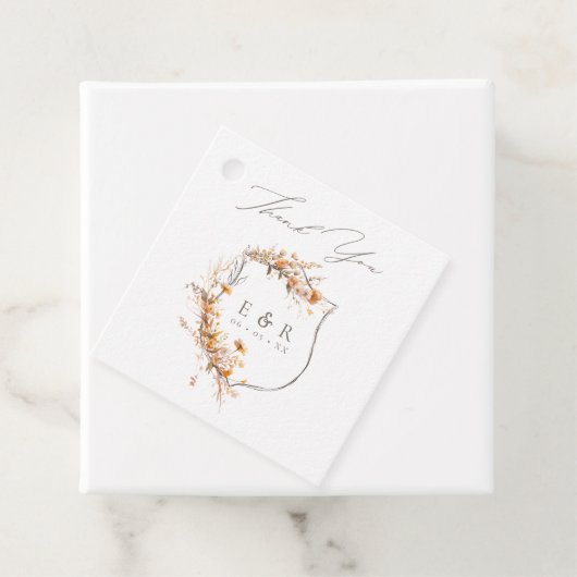 Floral Wappen Monogram Hochzeit im Herbst Vielen D Geschenkanhänger (Beispiel)