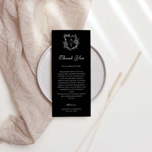 Floral Wappen Monogram Wedding Danke Platzkarte Menükarte