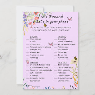 Floral Was ist in deinem Handy Brunch Party Game? Einladung