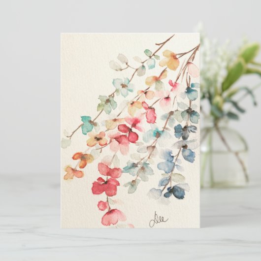 Floral Wasserfall Flat Sympathy Card Dankeskarte (Stehend Vorderseite)