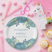 Floral Wasserfarbe Blauer Hydrangea Einfach Pappteller (Party)