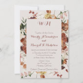 Floral Wasserfarbe Burnt Orange Dusty Rose Elegant Einladung (Vorderseite)