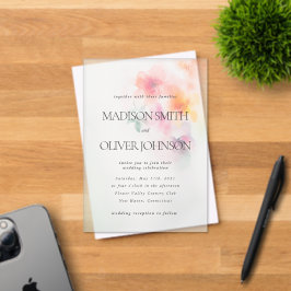 Floral Wasserfarbe Elegante Klare Hochzeit Acryleinladungen