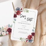 Floral Wasserfarbe Elegante Moderne Hochzeit Save The Date<br><div class="desc">Planen Sie Ihre Hochzeit in diesem Herbst mit unserem Herbstthema Save the Date Mitteilungskarten. Mit bordeauxroten Rose, staubblauer und rustikaler Blüte kann diese Karte leicht für Ihren besondere Anlass angepasst werden, wie zum Beispiel ein Brautparty, eine Verlobungsfeier, Geburtstagsparty, Jahrestage, Familienfeiern, Wiedersehen und jeden besondere Anlass, den Sie für die kommenden...</div>