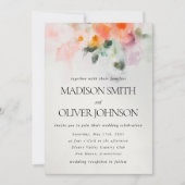 Floral Wasserfarbe Elegante Romantische Hochzeit Einladung (Vorderseite)