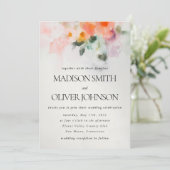 Floral Wasserfarbe Elegante Romantische Hochzeit Einladung (Stehend Vorderseite)