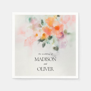 Floral Wasserfarbe Elegante Romantische Hochzeit Serviette