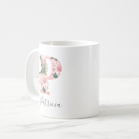 Floral Wasserfarbe Erste Tasse - P (Vorderseite Links)