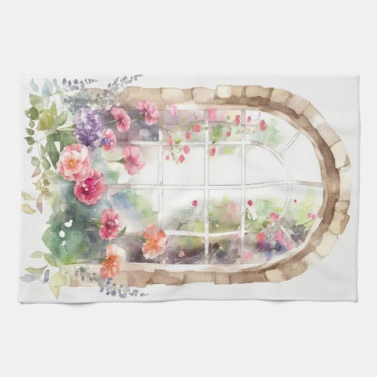 Floral Wasserfarbe gestrichen Arch Geschirrtuch (Horizontal)