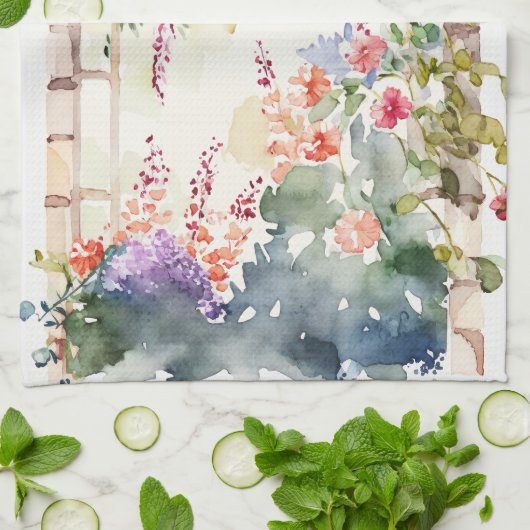 Floral Wasserfarbe gestrichen Arch Geschirrtuch (Gefaltet)