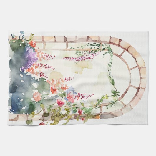 Floral Wasserfarbe gestrichen Arch Geschirrtuch (Horizontal)