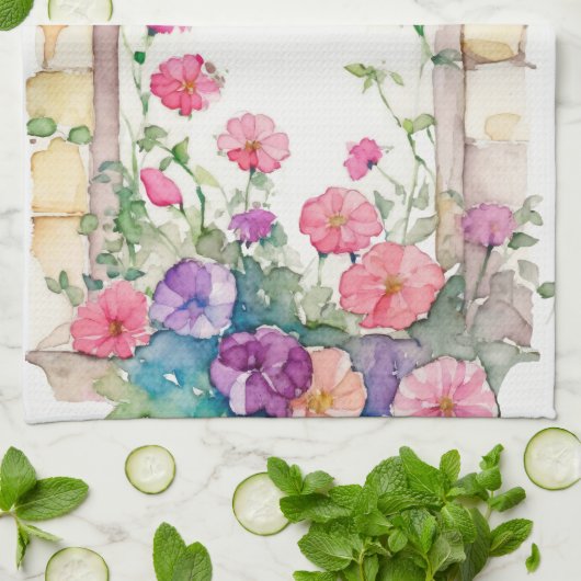 Floral Wasserfarbe gestrichen Arch Geschirrtuch (Gefaltet)