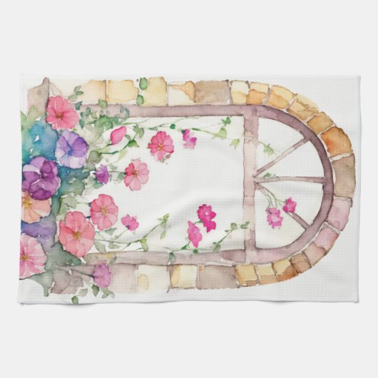 Floral Wasserfarbe gestrichen Arch Geschirrtuch (Horizontal)
