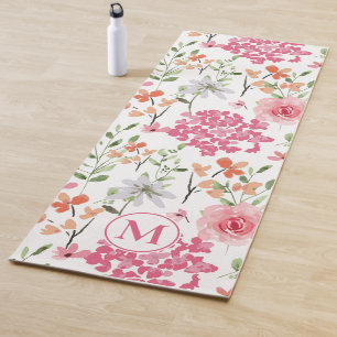 Floral Wasserfarbe Moderne Pastell Monogramm indiv Yogamatte