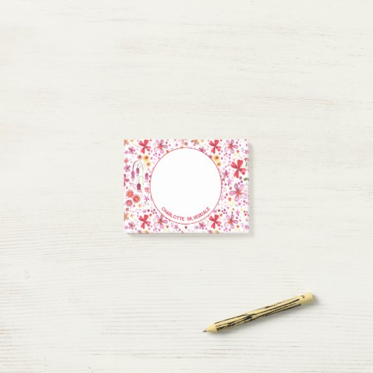 Floral Wasserfarbe Moderne Personalisiert Post-it Klebezettel (Auf Schreibtisch)