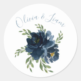 Floral Wasserfarbe Moderne Schrift Hochzeit Runder Aufkleber