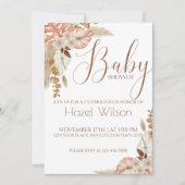 Floral Wasserfarbe Pampas Grass Fall Baby Dusche Einladung (Vorderseite)