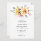 Floral Wasserfarbe Pastell Minimalistisches Brautp Einladung (Vorne/Hinten)