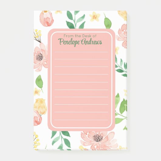 Floral Wasserfarbe Personalisiert Post-it-Notizen Post-it Klebezettel (Vorderseite)