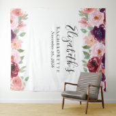 Floral Wasserfarbe Pinte Burgund Bachelorette Wandteppich (Beispiel (Horizontal))