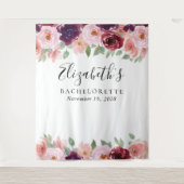 Floral Wasserfarbe Pinte Burgund Bachelorette Wandteppich (Vorderseite)