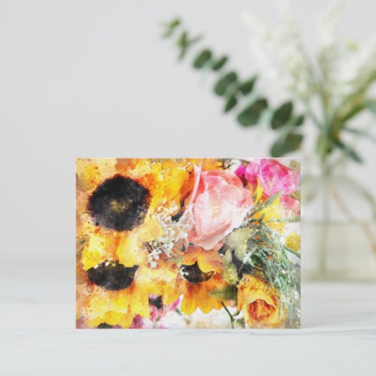 Floral Wasserfarbe Postkarte 3 (Stehend Vorderseite)