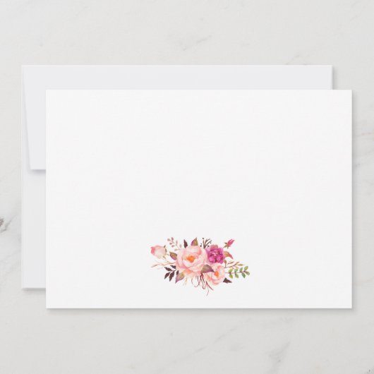 Floral Wasserfarbe Rosa blaue Streifen Hochzeit Dankeskarte (Rückseite)