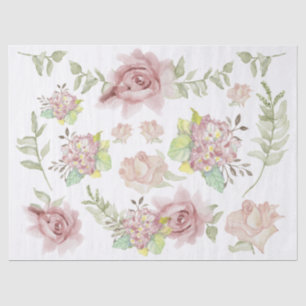 Floral Wasserfarbe Rosa Farbton Dekoupage Blume Seidenpapier