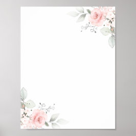 Floral Wasserfarbe Rosa Girl BLANK Poster