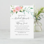 Floral Wasserfarbe Rosa Pfirsich Modernes Brautpar Einladung (Stehend Vorderseite)