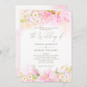 Floral Wasserfarbe Rosa Rosa Ombre Botanischer Boh Einladung (Vorne/Hinten)