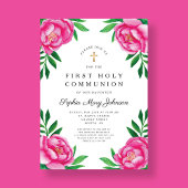 Floral Wasserfarbe Rosa Zwiebeln Erste Kommune Einladung