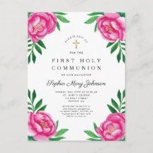 Floral Wasserfarbe Rosa Zwiebeln Erste Kommune