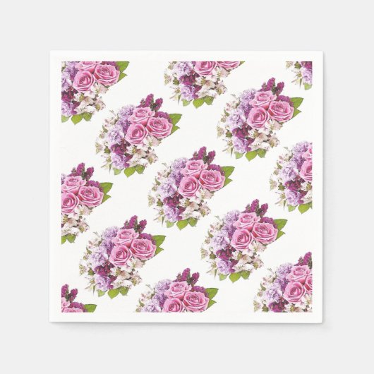 Floral Wasserfarbe Rosen Bouquet Vorlage Serviette (Vorderseite)