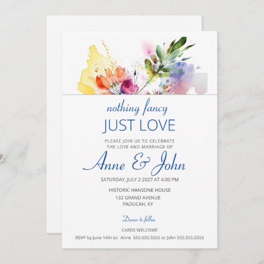 Floral Wasserfarbe Weich Pastell Einladung (Vorne/Hinten)