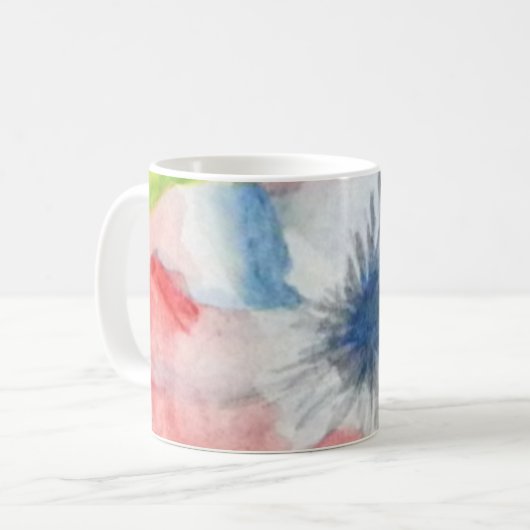 Floral Wasserfarbener Kaffee Kaffeetasse (Vorderseite Links)
